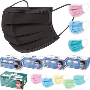 ITEM# 0017   TCP Global Salon World Safety - Sealed Dispenser Face Masks Breathable Disposable 3-Ply Protective PPE with Nose Clip and Ear Loops