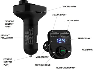 ITEM# 0034   Handsfree Call Car Charger, Wireless Bluetooth FM Transmitter Radio Receiver, Mp3 Audio Music Stereo Adapter, Dual USB Port Charger Compatible for All Smartphones, Samsung Galaxy, LG, HTC, etc. (Watch Video)