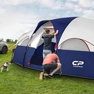 ITEM# 0056   Tent-8-Person-Camping-Tents, Waterproof Windproof Family Tent, 5 Large Mesh Windows, Double Layer, Divided Curtain for Separated Room, Portable with Carry Bag (Watch Video)