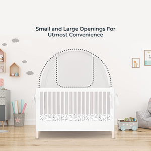 ITEM# 0065   Pro Baby Safety Pop Up Crib Tent, Fine Mesh Crib Netting Cover to Keep Baby from Climbing Out, Falls and Mosquito Bites, Safety Net, Canopy Netting Cover - Sturdy & Stylish Infant Crib Topper (Watch Video)
