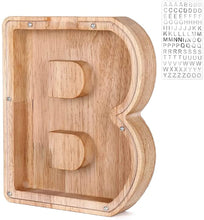 Load image into Gallery viewer, ITEM# 0062   Custom Wooden Piggy Bank, Creative 26 Letter DIY Storage Jar, Kids Alphabet Coin Bank, Birthday Gift, Decoration, Souvenir or Savings Piggy Bank (Watch Video)
