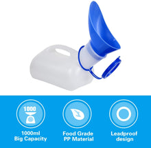 Load image into Gallery viewer, ITEM# 0020   Unisex Urinal for Car, Toilet Urinal for Men and Women, Bedpans Pee Bottle, With a Lid and Funnel, Plastic Can for Car, Old Man, Child and Diabetes for Camping Outdoor Travel (Watch Video)
