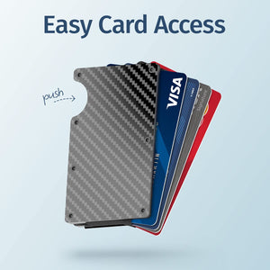 ITEM# 0011   Minimalistic Carbon Fiber Wallet - RFID Blocking Wallet, Business Card Holder and Credit Card Holder - Front Pocket Aluminum Slim Metal Wallet with Metal Money Clips (Watch Video)