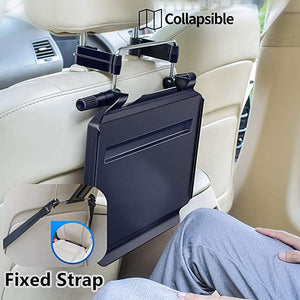 ITEM# 0045   2 in 1 Car Steering Wheel Tray / Back Seat Headrest Tray for Eating Food Drink and Writing Laptop Work, XERGUR Black Car Desk (Watch Video)