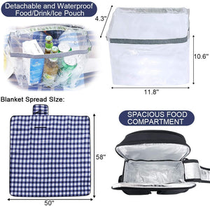 ITEM# 0026   Picnic Backpack for 4 Person with Blanket Picnic Basket Set for 2 with Insulated Cooler Wine Pouch for Family Couples (Watch Video)