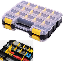Load image into Gallery viewer, ITEM# 0097   Tools Organizer Box Small Parts Storage Box 34-Compartment Double Side Hardware Organizers with Removable Plastic Dividers for Screws, Nuts, Nails, Bolts
