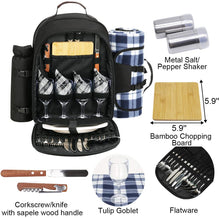 Load image into Gallery viewer, ITEM# 0026   Picnic Backpack for 4 Person with Blanket Picnic Basket Set for 2 with Insulated Cooler Wine Pouch for Family Couples (Watch Video)
