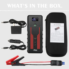 Load image into Gallery viewer, ITEM# 0028   Battery Jump Starter for Car, CTWJO 12V 600A 15000mAh Portable Jump Starter Booster with USB-C Smart Port, Compass, LCD Screen, LED Light, Travel Case (Watch Video)
