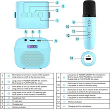 Load image into Gallery viewer, ITEM# 0094   Kids Toy Karaoke Machine, Small Portable Bluetooth Speaker with Wireless Microphone, Music MP3 Player (Watch Video)
