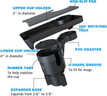 Load image into Gallery viewer, ITEM# 0043   Master Show Cup Holder Tray for Car Cup Holder Expander with Detachable Tray Table Car Drink Holders Compatible with Yeti 20/26/30 oz Hydro Flasks 32/40 oz Camelbak 32/40 oz (Watch Video)
