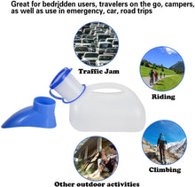 Load image into Gallery viewer, ITEM# 0020   Unisex Urinal for Car, Toilet Urinal for Men and Women, Bedpans Pee Bottle, With a Lid and Funnel, Plastic Can for Car, Old Man, Child and Diabetes for Camping Outdoor Travel (Watch Video)
