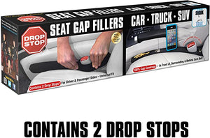 ITEM# 0053   Drop Stop - The Original Patented Car Seat Gap Filler (AS SEEN ON Shark Tank) - Set of 2 and Slide Free Pad and Light (Watch Video)
