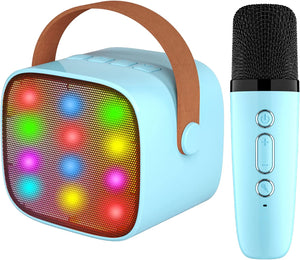 ITEM# 0094   Kids Toy Karaoke Machine, Small Portable Bluetooth Speaker with Wireless Microphone, Music MP3 Player (Watch Video)