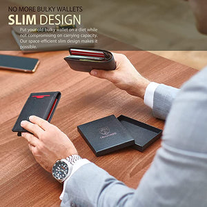 ITEM# 0037   Mens Slim Wallet with Money Clip AUSTIN RFID Blocking Bifold Credit Card Holder for Men with Gift Box (Watch Video)