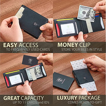 Load image into Gallery viewer, ITEM# 0037   Mens Slim Wallet with Money Clip AUSTIN RFID Blocking Bifold Credit Card Holder for Men with Gift Box (Watch Video)
