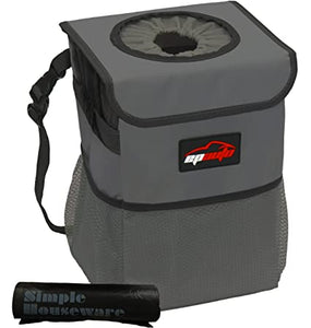 ITEM# 0049   EP Auto Waterproof Car Trash Can with Lid and Storage Pockets (Watch Video)