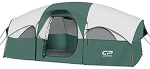 ITEM# 0056   Tent-8-Person-Camping-Tents, Waterproof Windproof Family Tent, 5 Large Mesh Windows, Double Layer, Divided Curtain for Separated Room, Portable with Carry Bag (Watch Video)