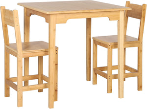 ITEM# 0070   3-Piece Dining Set Bamboo of Square Dining Table and Chairs for 2-Person, Kitchen Table Set with 2 Chairs for Dining Room Small Spaces, Natural