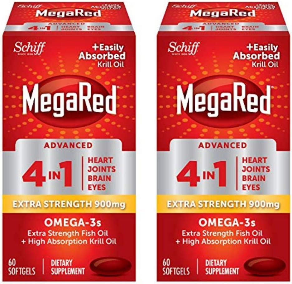 ITEM# 0088   MegaRed Fish Oil + Krill Oil 900mg Omega 3 Supplement with EPA & DHA, Supports Heart, Brain, Joint and Eye Health, No Fishy Aftertaste (Watch Video)